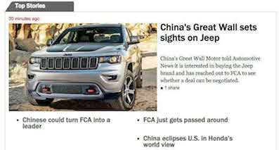 长城确认要收购Jeep品牌 为实现SUV全球销量第一！
