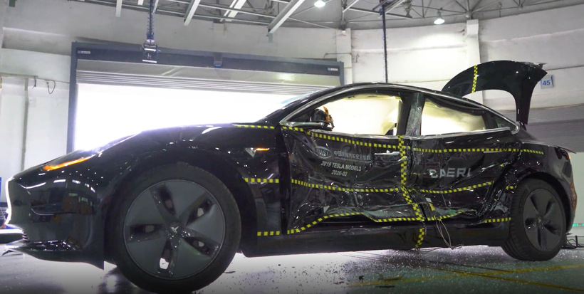 特斯拉，model 3碰撞测试,中保研model 3