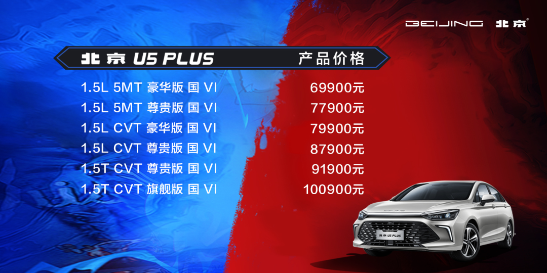 最新外观+双联屏，北京U5 PLUS6.99万元起