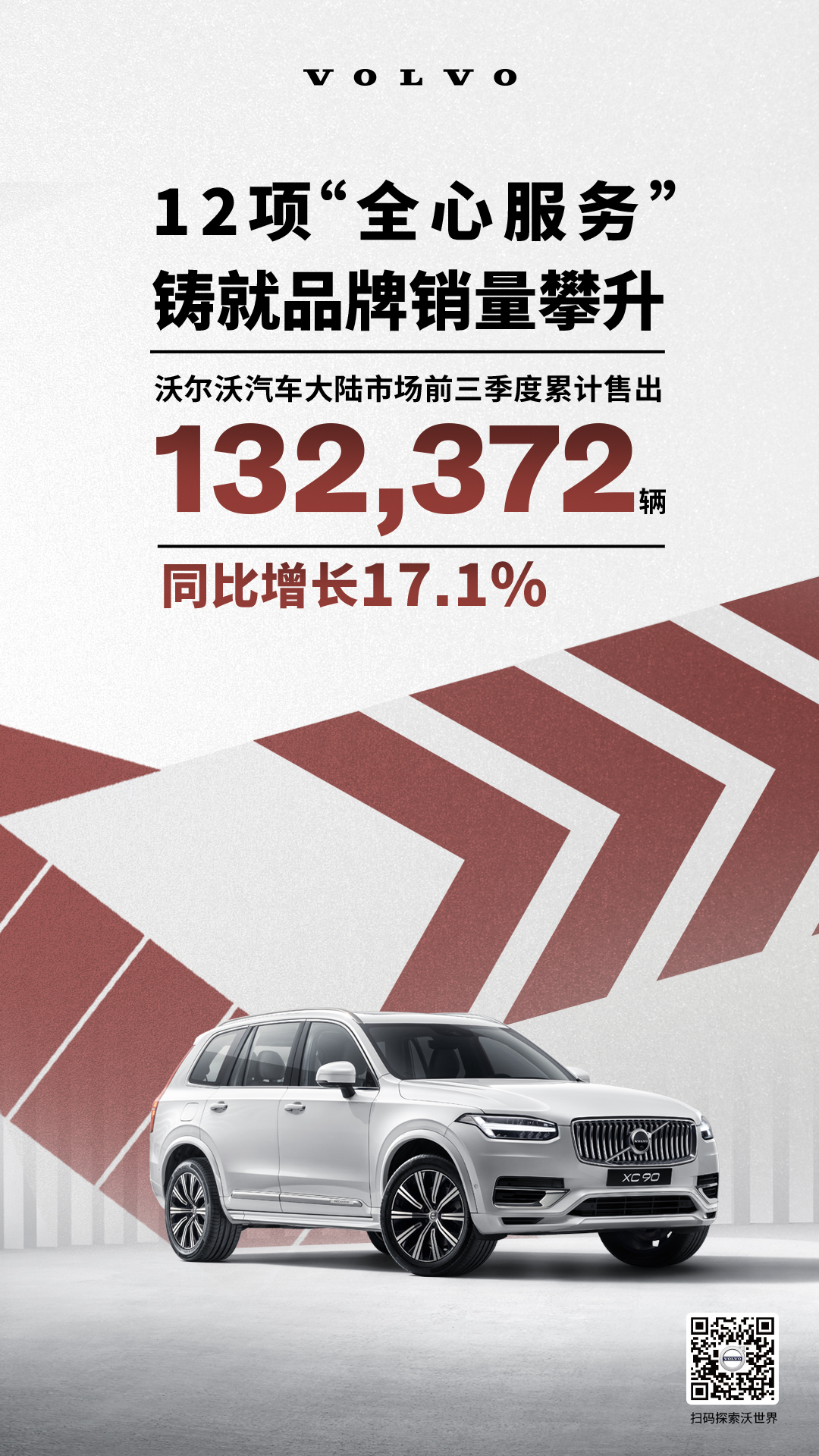 沃尔沃前三季度售13.2万辆，同比增长17.1%